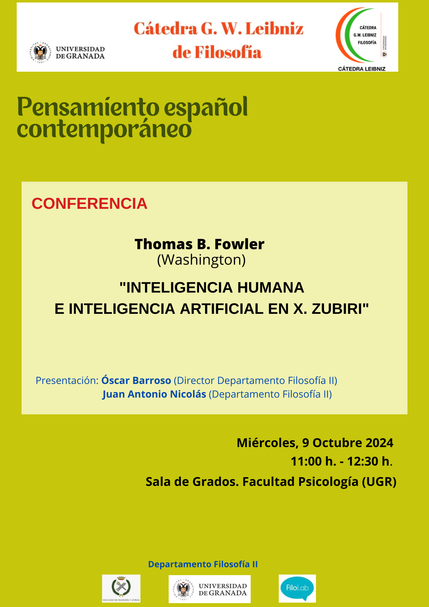 Conferencia (9 octubre) Thomas B. Fowler