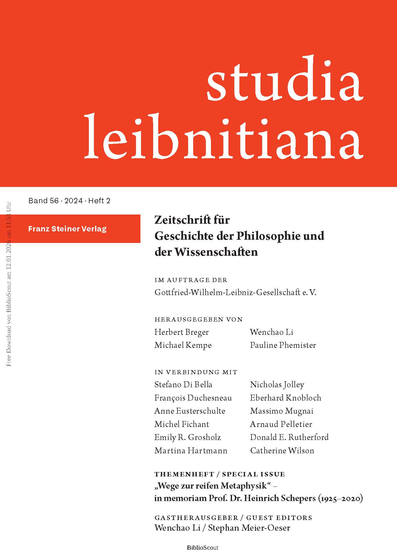 Studia Leibnitiana 56.2 (2025)